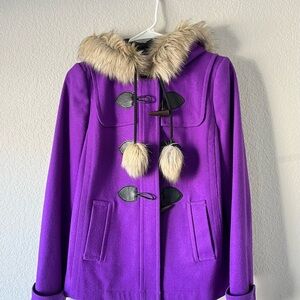 Juicy Couture Purple Utility Jacket with Faux Fur Hood
